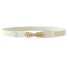 ceinture fine en pu pour femmes, noir et blanc, ceinture élastique, accessoires de déclin, double structure en métal, offre spéciale