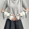 housse de bras tricotée pour étudiante japonaise, kawaii, douce et respirante, avec nœud lolita, amour, demi doigt, manchon de main