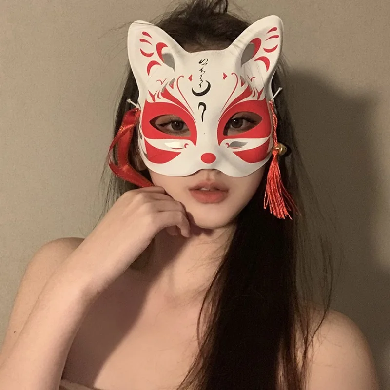 demi masque japonais peint à la main, chat, renard, monténégro de démons, accessoire de cosplay, festival d'halloween, cadeaux du nouvel an, anime, tim masade demi masque japonais peint à la main, chat, renard, monténégro de démons, accessoire de cosplay, festival d'halloween, cadeaux du nouvel an, anime, tim masade