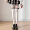jk bas Épissés blanches japonais, faux mollet, au dessus du genou, collants sexy