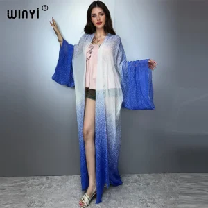 WINYI kimono 2025 été dégradé couleur tenues de plage pour les femmes couvrir manteau long élégant afrique manteau maxi robe boho maillots de bain