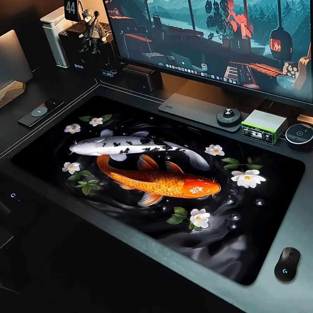 tapis de souris japonais koi fish art, pour ordinateur portable, bureau, grand tapis de souris de jeu, fond en caoutchouc, tapis de bureau antidérapant 900x400 tapis de souris japonais koi fish art, pour ordinateur portable, bureau, grand tapis de souris de jeu, fond en caoutchouc, tapis de bureau antidérapant 900x400