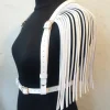 ceinture à pampilles en argent brillant pour festival de musique court, mode femmes cosplay scène performance paillettes pu bondage gilet cape accessoires