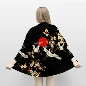 Samouraï grue Style japonais Kimono Haori hommes femmes Cardigan Dragon chinois vêtements traditionnels japonais vêtements asiatiques