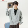 hanlu 2025 – cardigan kimono japonais pour hommes, vintage, style vieil argent, tricot lourd, patte asymétrique, manteau de luxe