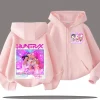 k pop demon hunters manteau à capuche pour enfant anime huntrix rumi zoey dessin animé mode veste zippée garçon fille mignon haut enfants vêtements cadeau