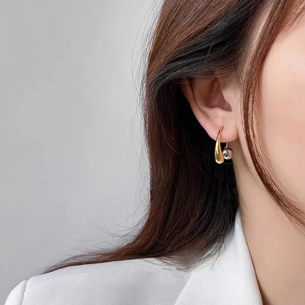 bijoux élégants pour filles, géométrie rétro, accessoires de style coréen, goutte d'eau, boule ronde, boucles d'oreilles en métal bijoux élégants pour filles, géométrie rétro, accessoires de style coréen, goutte d'eau, boule ronde, boucles d'oreilles en métal