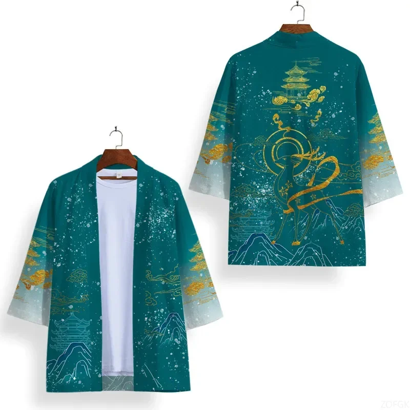 kimono unisexe noir et blanc, cosplay samouraï, hauts tendance, cardigan décontracté, costume yukata, streetwear japonais, vêtements traditionnels kimono unisexe noir et blanc, cosplay samouraï, hauts tendance, cardigan décontracté, costume yukata, streetwear japonais, vêtements traditionnels