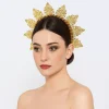 Vintage fleur déesse Halo bandeau soleil strass femmes bandeau exagéré Aureole Festival traditionnel cerceau de cheveux Cosplay