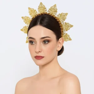 Vintage fleur déesse Halo bandeau soleil strass femmes bandeau exagéré Aureole Festival traditionnel cerceau de cheveux Cosplay