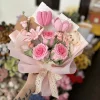 bouquet de fleurs au crochet, bourgeons de roselle mignons, tissé à la main, décor créatif de bouquet de fête de mariage