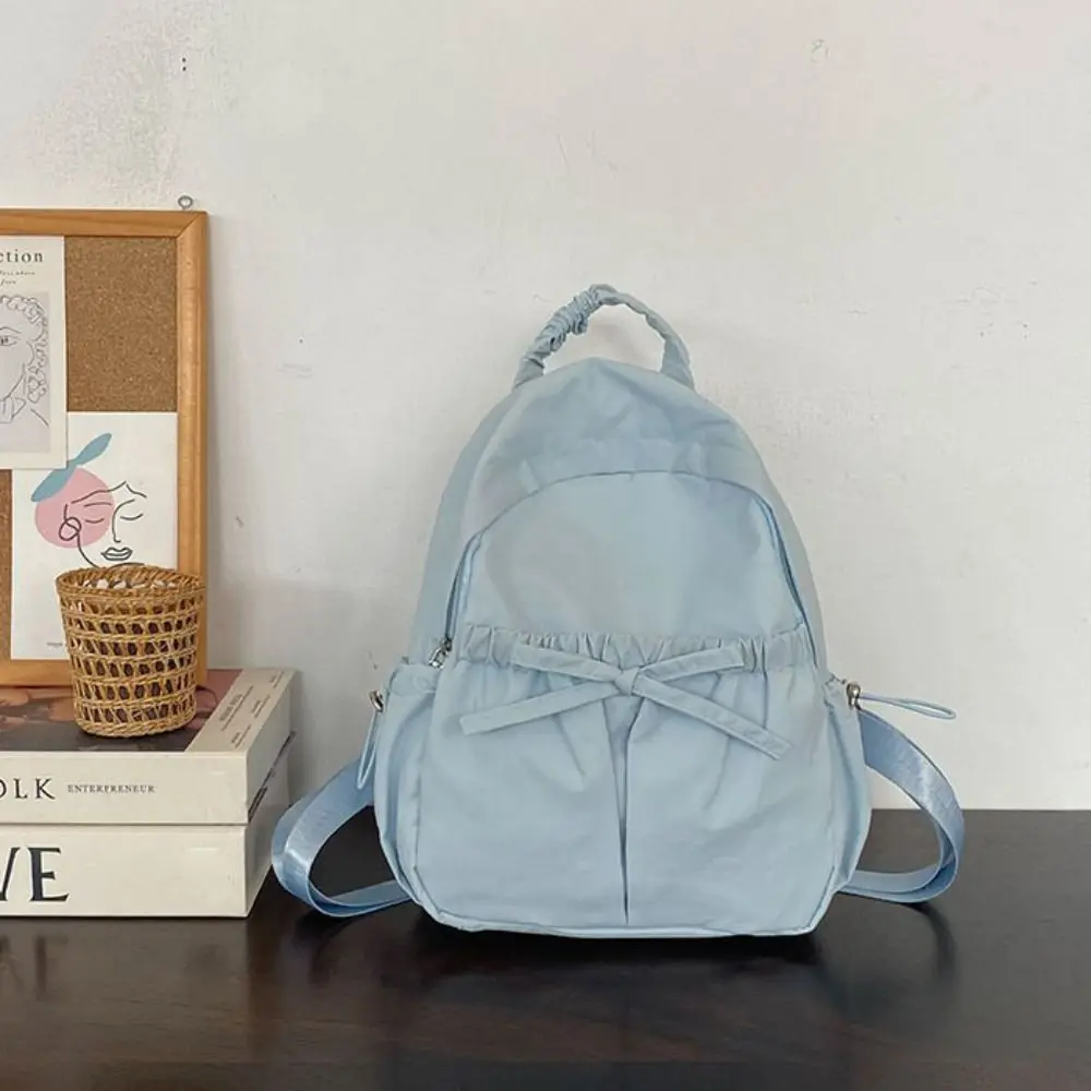 sac à main à nœud de style coréen, sac à dos en nylon de couleur unie, grande capacité, sac à bandoulière froissé, voyage sac à main à nœud de style coréen, sac à dos en nylon de couleur unie, grande capacité, sac à bandoulière froissé, voyage