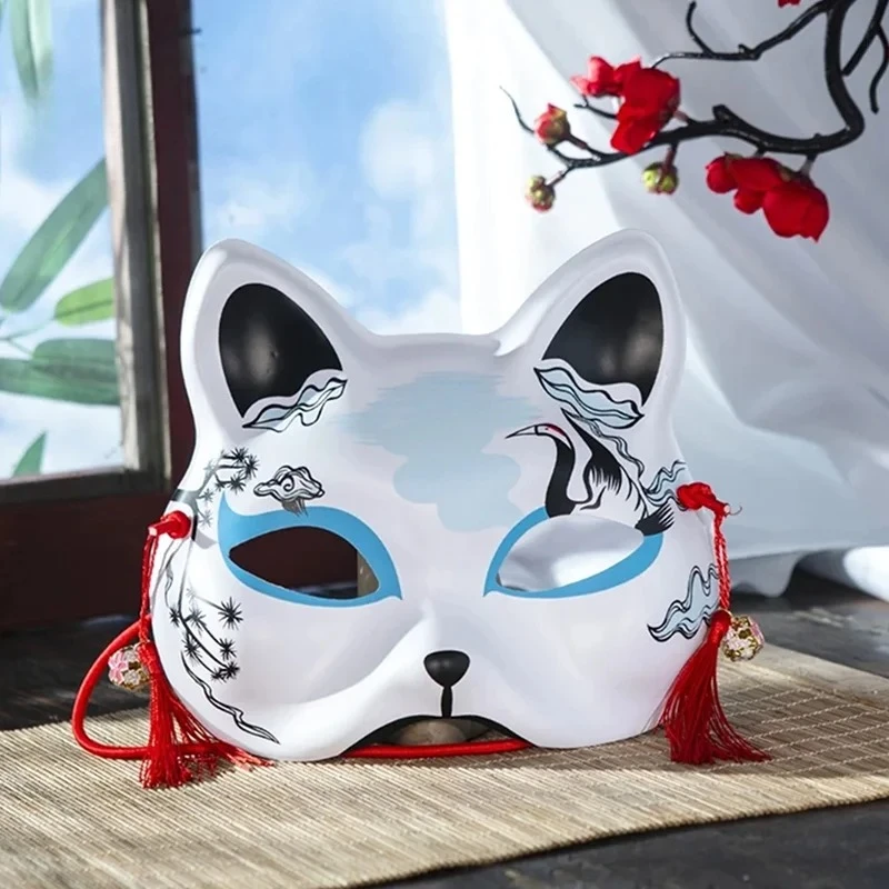 masque de cosplay demi masque fait à la main, masque de chat japonais, style japonais pour spectacles sur scène, anime cosplay masque de cosplay demi masque fait à la main, masque de chat japonais, style japonais pour spectacles sur scène, anime cosplay