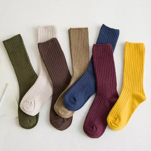 1 paire de chaussettes coréennes pour femmes, nouvelles chaussettes amples en coton, couleur unie, automne hiver, tricot rétro, bas pour étudiantes filles 1 paire de chaussettes coréennes pour femmes, nouvelles chaussettes amples en coton, couleur unie, automne hiver, tricot rétro, bas pour étudiantes filles