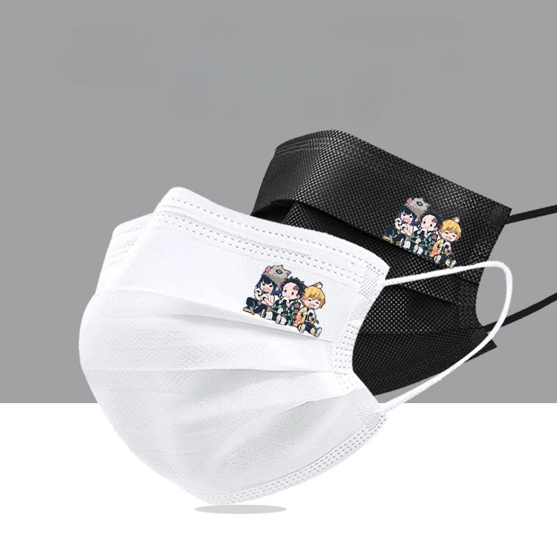 demon slayer tanjirou chicken anime masques anti poussière pour hommes et femmes, masque noir et blanc, accessoires de dessin animé, cadeaux de voyage, 10 pièces, 50 pièces demon slayer tanjirou chicken anime masques anti poussière pour hommes et femmes, masque noir et blanc, accessoires de dessin animé, cadeaux de voyage, 10 pièces, 50 pièces