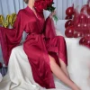 robe longue en satin pour femmes, vêtements de nuit en dentelle, patchwork, peignoir, manches évasées, chemise de nuit douce