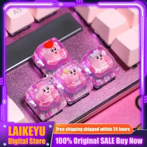 Capuchons de touches de clavier translucides roses, thème Star Kabi, pour clavier mécanique, personnalité mignonne, accessoire de clavier de jeu sur PC, cadeau