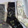 chaussettes en coton peigné pour femmes, élégantes, rétro, mignonnes, bout fendu, motifs floraux végétaux, doux, deux orteils, japonais, harajuku, tabi sox