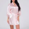 femmes sexy robe en satin solide kimono robe mode robe de bain sexy dentelle chemise de nuit femme mariage mariée robe de demoiselle d'honneur