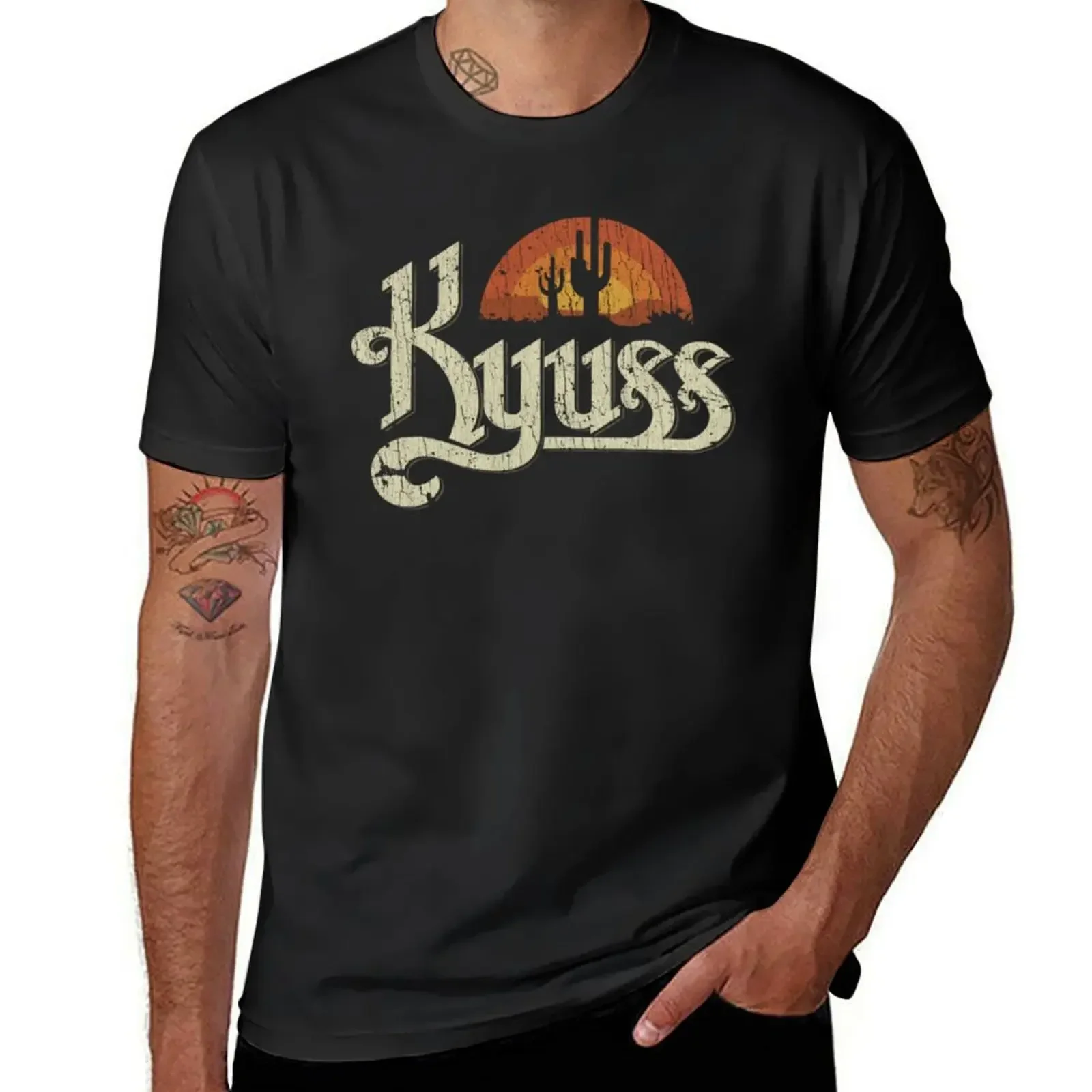 Kyuss coucher de soleil 1987 T-Shirt garçons imprimé animal nouvelle édition noirs animal prinfor garçons poids lourd t-shirts pour hommes Kyuss coucher de soleil 1987 T-Shirt garçons imprimé animal nouvelle édition noirs animal prinfor garçons poids lourd t-shirts pour hommes