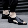 sandales d'été à semelle souple pour hommes, chaussures non ald, mode masculine, plage décontractée, plates, confortables, grande taille, sandales gladiateur rome