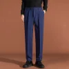 Pantalon tombant britannique bleu marine, tendance et à la mode pour hommes, pantalon de costume d&rsquo;affaires droit décontracté conique