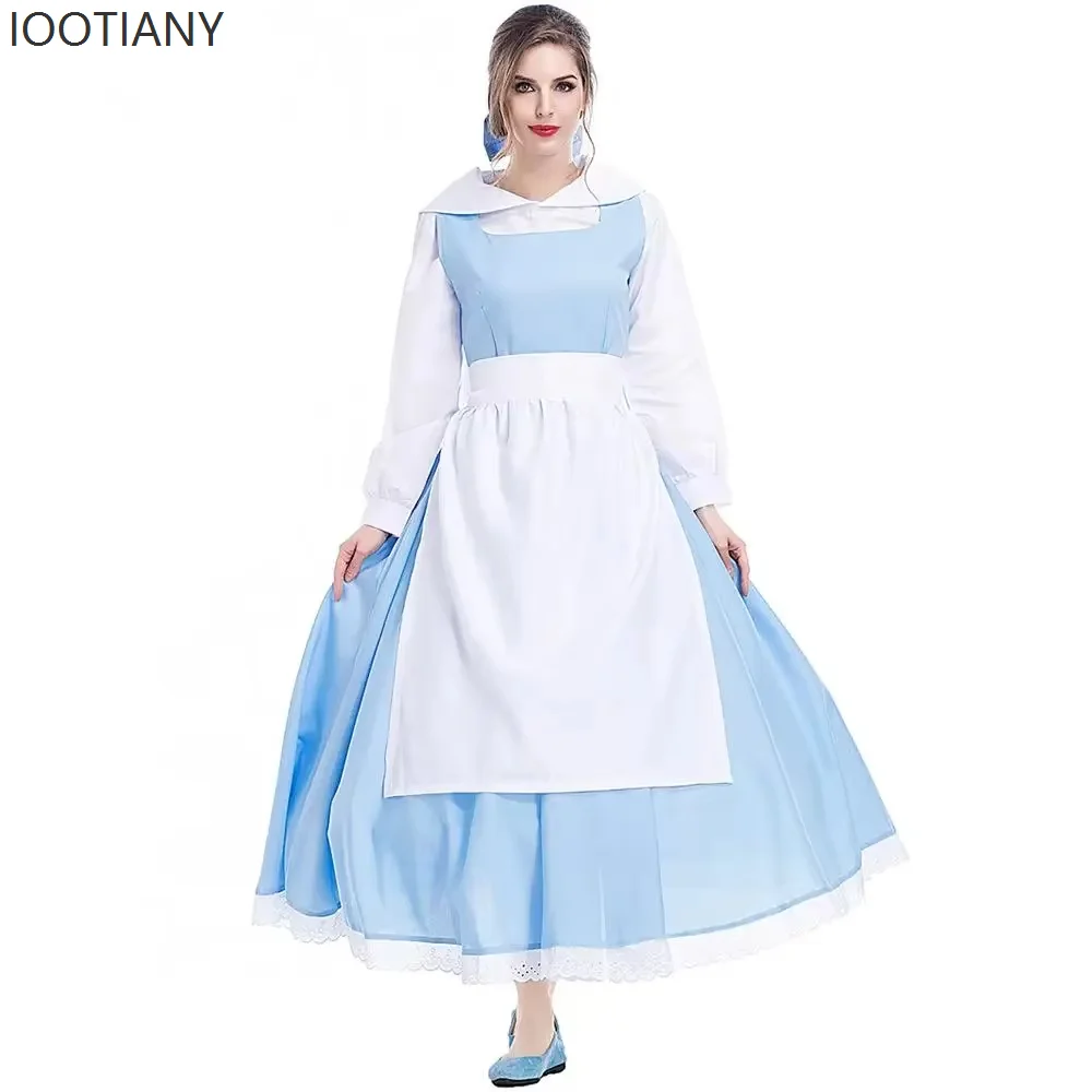 costume de demoiselle d'honneur anime bleu et blanc pour femmes, déesse de jeu de rôle, costume doux et élégant, tenue de fête de carnaval pourim, robe pour femmes costume de demoiselle d'honneur anime bleu et blanc pour femmes, déesse de jeu de rôle, costume doux et élégant, tenue de fête de carnaval pourim, robe pour femmes