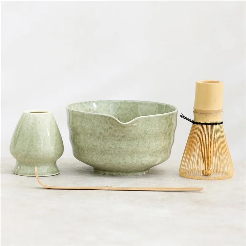 ensemble matcha abun 2x, service à thé japonais comprenant un bol matcha avec bec, un support matcha, une cuillère matcha en bambou et en bambou ensemble matcha abun 2x, service à thé japonais comprenant un bol matcha avec bec, un support matcha, une cuillère matcha en bambou et en bambou