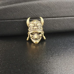 Nez d&rsquo;aigle japonais samouraï casque couteau en laiton perle en laiton tissé paracorde lanière pendentif extérieur EDC parapluie corde bricolage accessoire