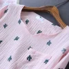 pyjama cactus en crêpe de coton pour femme, pantalon à manches longues, confortable, service à domicile, nouveau style japonais, printemps et automne