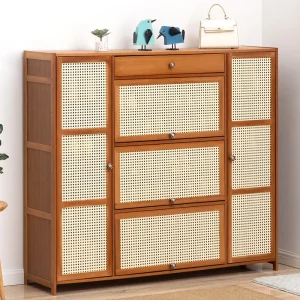 Armoire à chaussures d’entrée haute avec porte rabattable pour couloir extérieur, unité d’entrée intégrée de grande capacité pour espaces étroits de la maison Armoire à chaussures d’entrée haute avec porte rabattable pour couloir extérieur, unité d’entrée intégrée de grande capacité pour espaces étroits de la maison