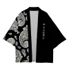 cardigan kimono rouge pour homme et femme, veste à motif de vague japonaise haori, vêtements traditionnels
