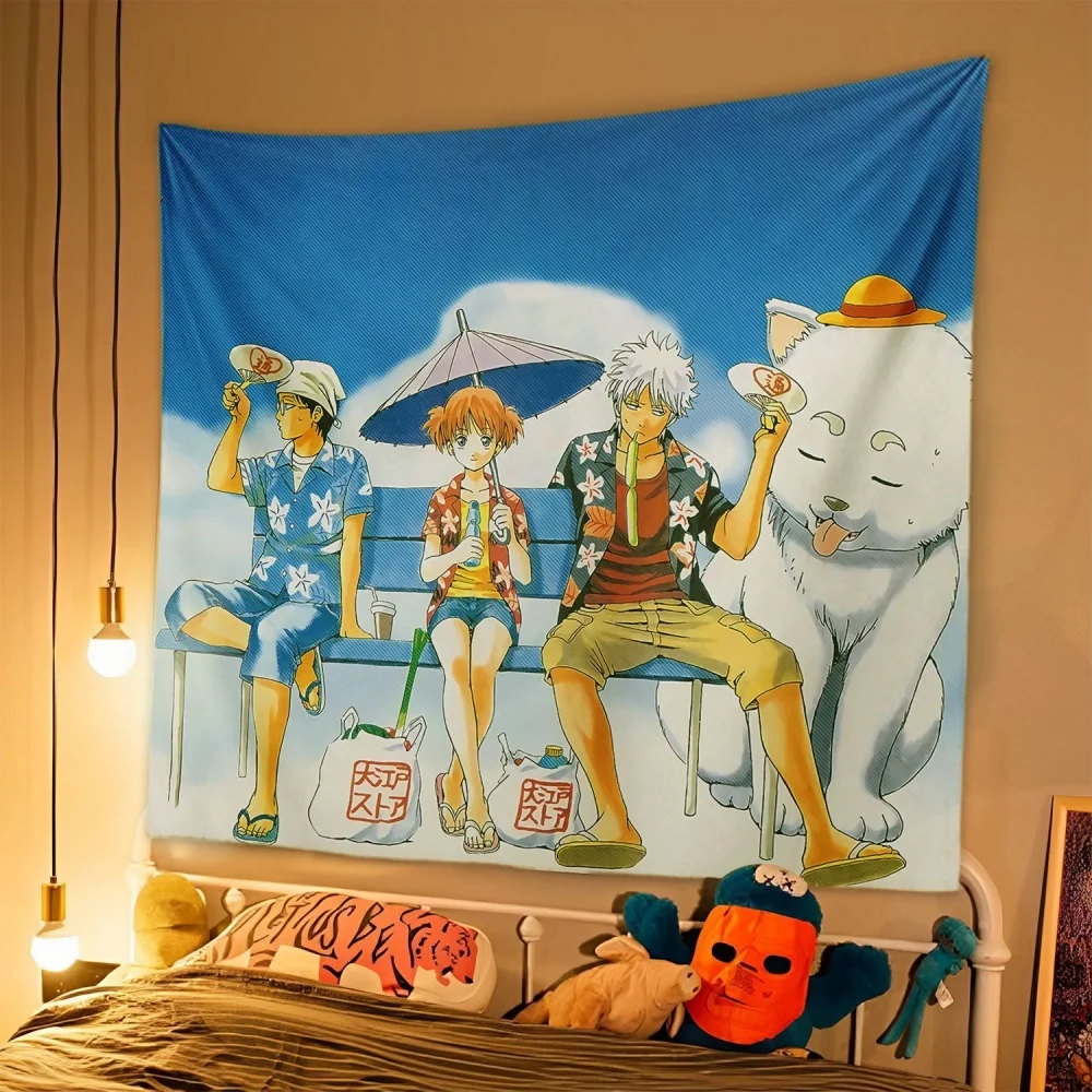 tapisserie de dessin animé japonais gintama, tissu de fond pour dortoir d'étudiants, décoration de chevet de chambre à coucher, tapisserie suspendue pour maison de location, 1 pièce tapisserie de dessin animé japonais gintama, tissu de fond pour dortoir d'étudiants, décoration de chevet de chambre à coucher, tapisserie suspendue pour maison de location, 1 pièce