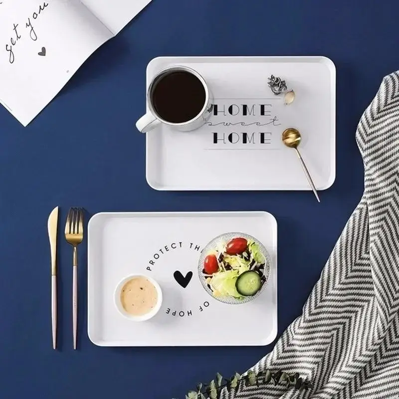 plateau de petit déjeuner, thé, pain, dessert, plateau de collation, plateau de rangement, accessoire carré, vaisselle, plateau isolé en plastique, 1 pièces plateau de petit déjeuner, thé, pain, dessert, plateau de collation, plateau de rangement, accessoire carré, vaisselle, plateau isolé en plastique, 1 pièces