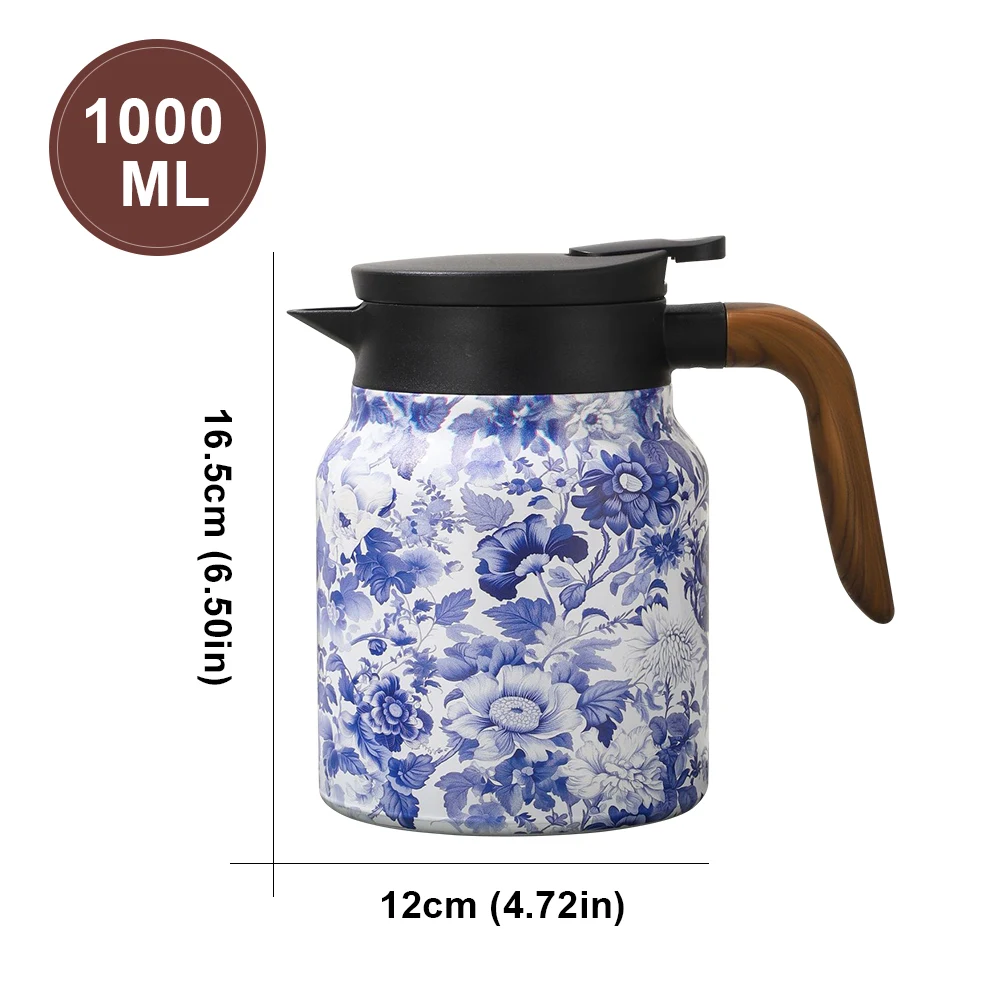 théière à motif floral de 1000ml, bouilloire à thé florale vintage en acier inoxydable, infuseur intégré, théière isolée pour boissons chaudes théière à motif floral de 1000ml, bouilloire à thé florale vintage en acier inoxydable, infuseur intégré, théière isolée pour boissons chaudes