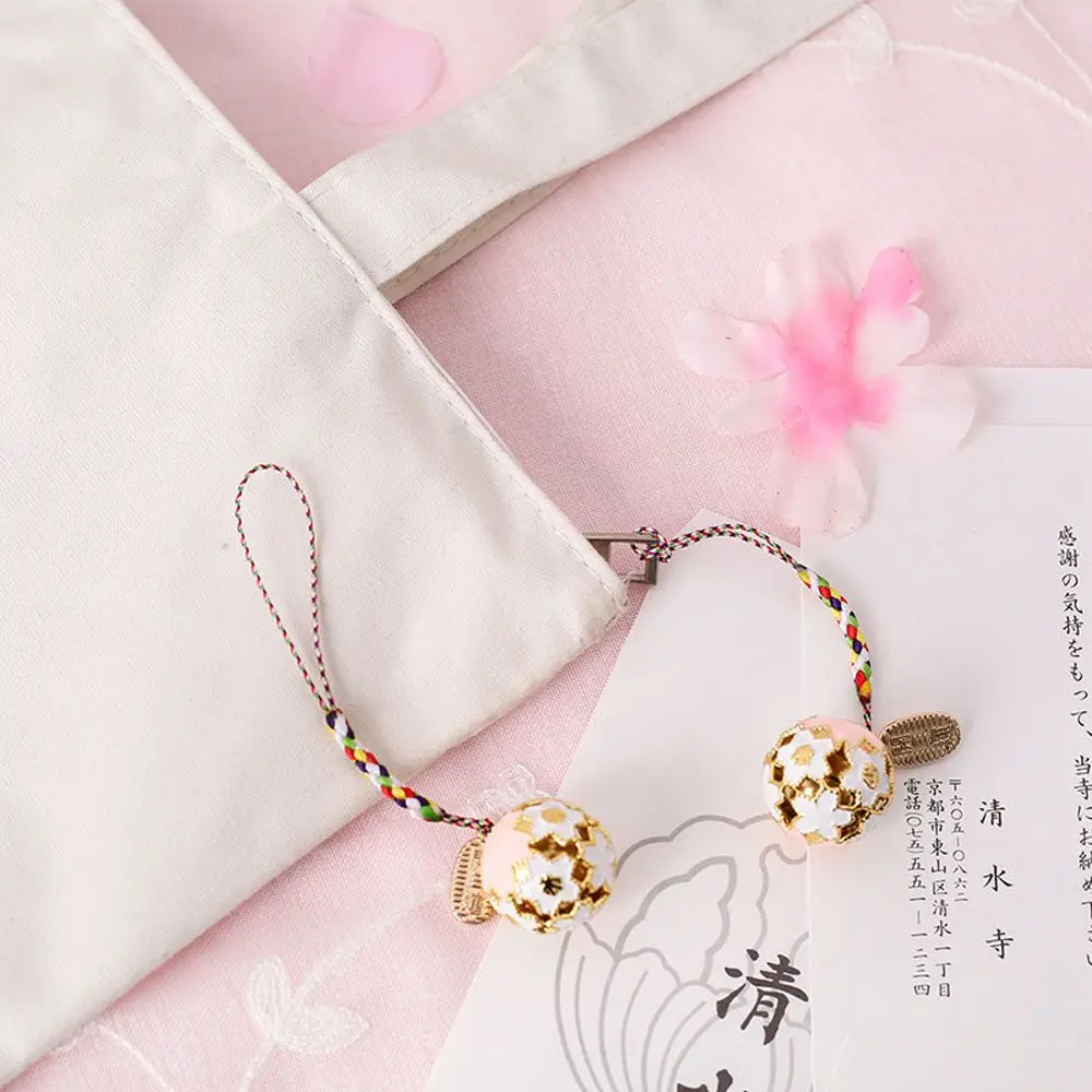 pendentif cloche japonaise en fleurs de cerisier, breloque sakura, accessoires de bijoux, porte clés pendentif cloche japonaise en fleurs de cerisier, breloque sakura, accessoires de bijoux, porte clés