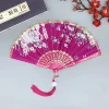 Éventail pliant en soie vintage de style chinois, artisanat d'art japonais fait à la main, décorations pour la maison, éventail de danse à main, fans de décoration de salle