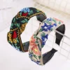 nouveau tissu ethnique bandeau coloré broderie fleur tête lunette croix noué cheveux cerceau femme