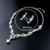 ensembles de bijoux de mariée en strass, doré brillant, exquis, esthétique, collier à breloques, boucles d'oreilles, fiançailles, mariage