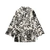 nouveaux vêtements d'extérieur de style kimono imprimés à la mode pour femmes d'automne et pantalons taille haute