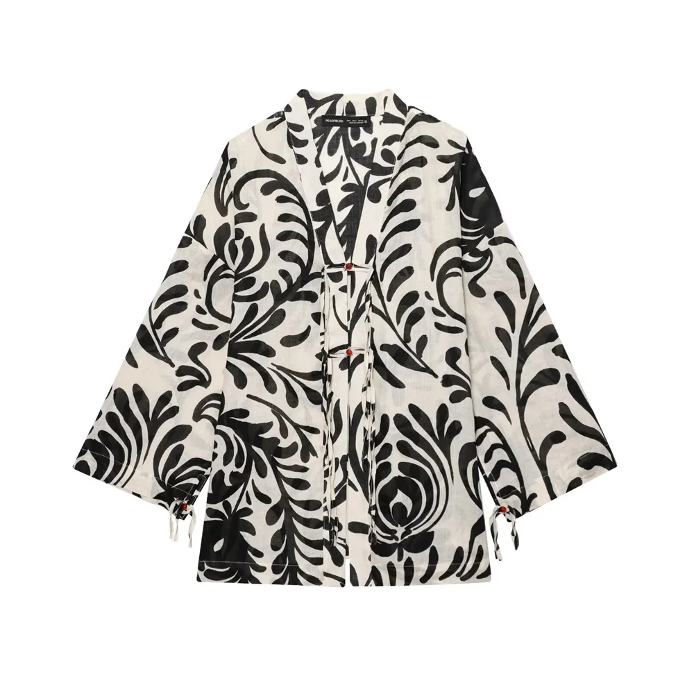 nouveaux vêtements d'extérieur de style kimono imprimés à la mode pour femmes d'automne et pantalons taille haute nouveaux vêtements d'extérieur de style kimono imprimés à la mode pour femmes d'automne et pantalons taille haute