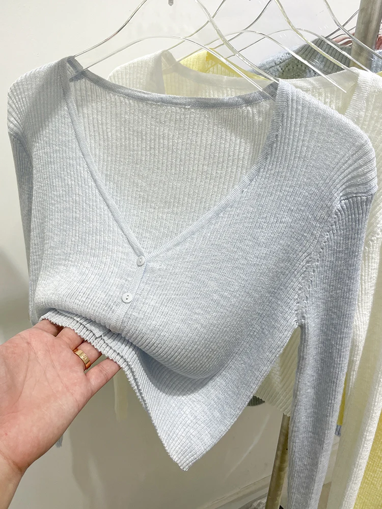 cardigan coréen pour femmes, mince, décontracté, solide, résistant au soleil, tout assressentiavec tout, col en v, style doux, bonbons document de base 03/3 cardigan coréen pour femmes, mince, décontracté, solide, résistant au soleil, tout assressentiavec tout, col en v, style doux, bonbons document de base 03/3