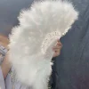 Éventail à main en plumes artificielles, artisanat de style chinois, décoration de performance classique, élégant, pour fête de danse chinoise, pliant