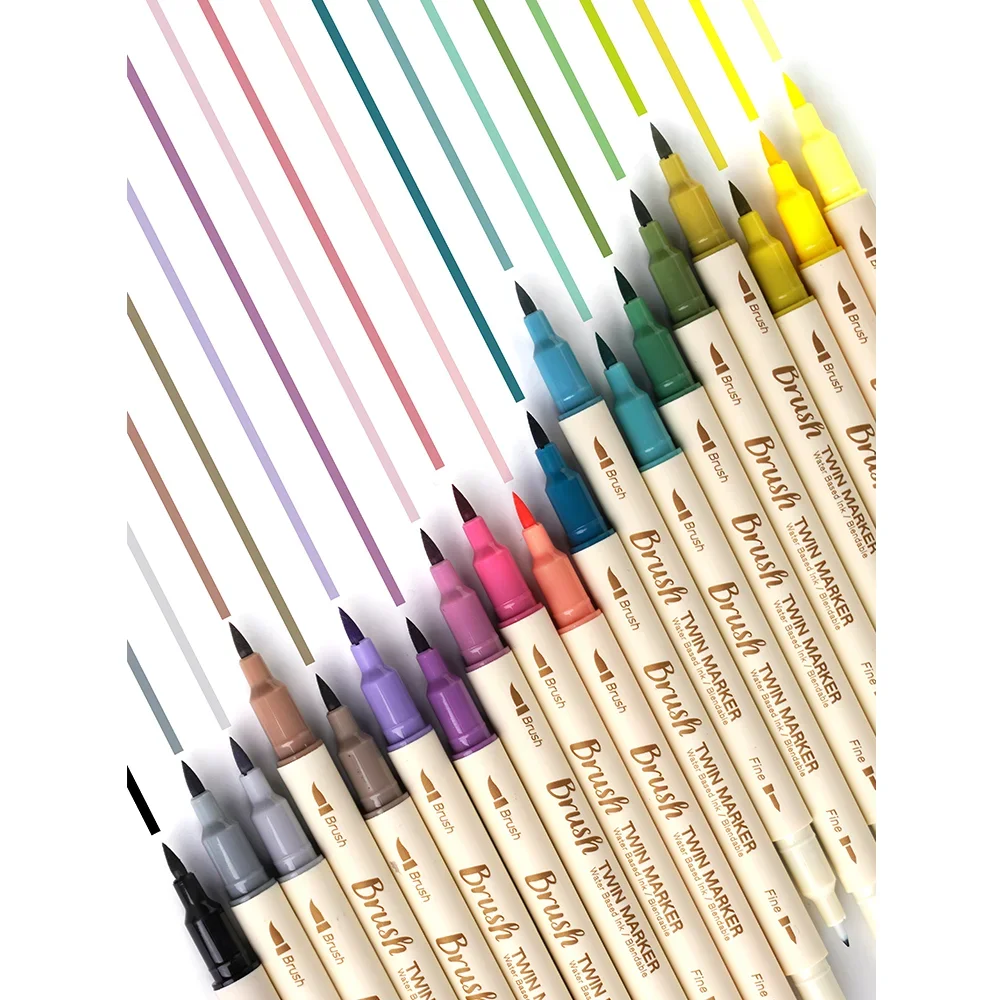 ensemble de stylos pinceaux de calligraphie de couleur rétro, 3 pièces, artisanat de scrapbooking, pointe souple, doublure fine double face, marqueurs de dessin de lettrage artistique ensemble de stylos pinceaux de calligraphie de couleur rétro, 3 pièces, artisanat de scrapbooking, pointe souple, doublure fine double face, marqueurs de dessin de lettrage artistique