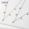 zakol mode coréenne feuille goutte d'eau colliers ras du cou pour les femmes aaa cubique zircone chaîne mince collier bijoux