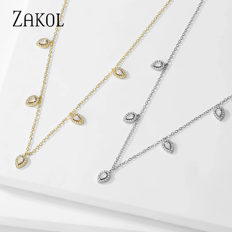 zakol mode coréenne feuille goutte d'eau colliers ras du cou pour les femmes aaa cubique zircone chaîne mince collier bijoux zakol mode coréenne feuille goutte d'eau colliers ras du cou pour les femmes aaa cubique zircone chaîne mince collier bijoux