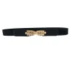 ceinture fine en pu pour femmes, noir et blanc, ceinture élastique, accessoires de déclin, double structure en métal, offre spéciale