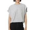 T-shirt rayé japonais en coton pour femmes, ample, manches chauve-souris, haut tricoté pour femmes T-shirt rayé japonais en coton pour femmes, ample, manches chauve-souris, haut tricoté pour femmes