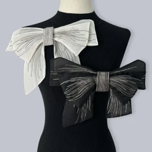 Col brodé fleur nœud tridimensionnel pour vêtements pour femmes, Patch de décoration de robe, accessoires de revers de Corsage