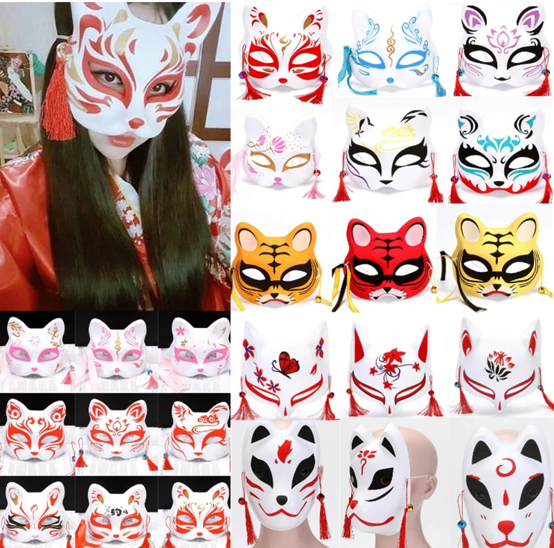 Masque de Renard Japonais en PVC, Demi-Visage, Kabuki Kitsune, Tim Masade, Anime, Cosplay Chat, Rave Festivals, Accessoires de ix Masque de Renard Japonais en PVC, Demi-Visage, Kabuki Kitsune, Tim Masade, Anime, Cosplay Chat, Rave Festivals, Accessoires de ix
